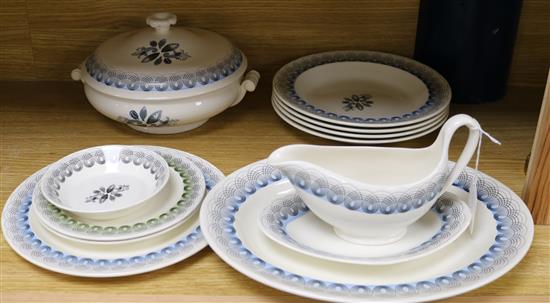 An Eric Ravilious part dinner service, mostly Harvest festival and two pieces of persephone
